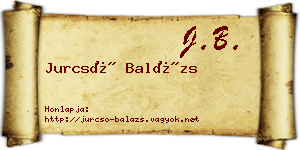 Jurcsó Balázs névjegykártya